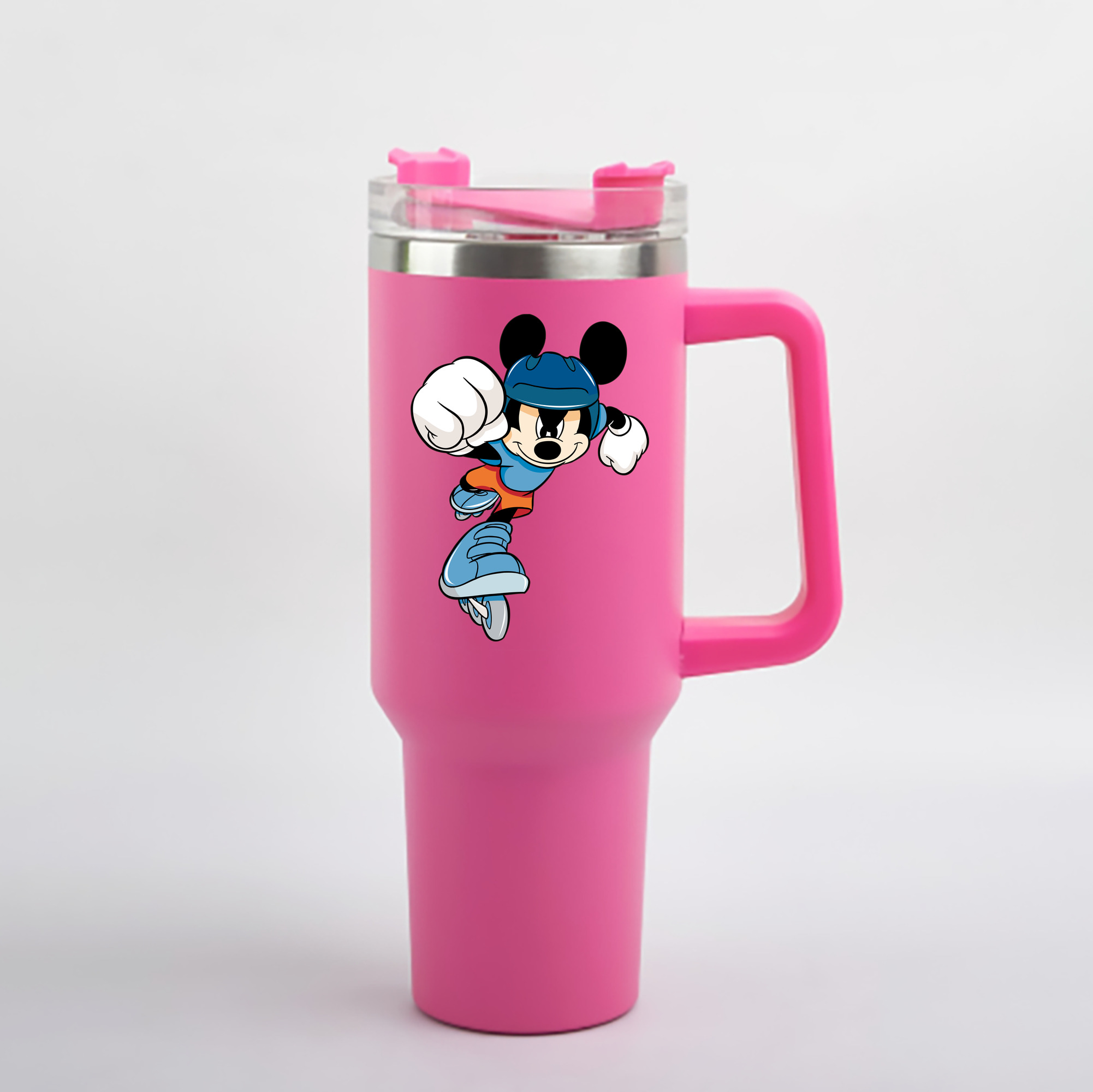 （画像用） ミッキーマウス Mickey Mouse 1200mL車用タンブラー - クリスタルステッカー（プラスチックストロー付き）